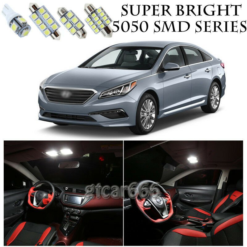 5050 SMD White LED Interior Lights Package Kit For 2011-2015 Hyundai Sonata 10pc