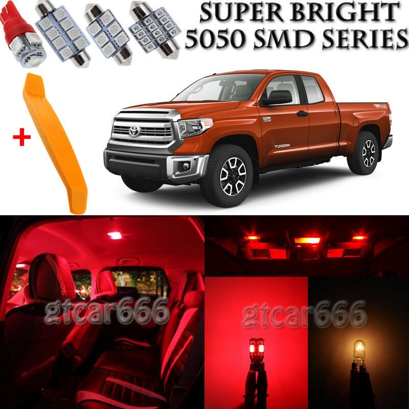 22 x Ultra Red Interior LED Lights Kit + TOOL For 2007 - 2018 Toyota Tundra