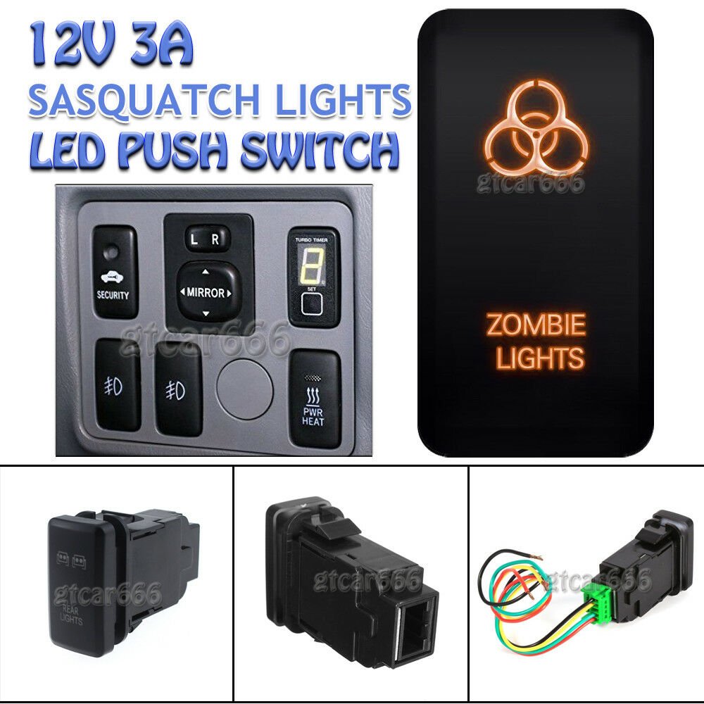 Zombie Light Orange LED Push Switch For Toyota Landcruiser Hilux Prado FJ CRUISE