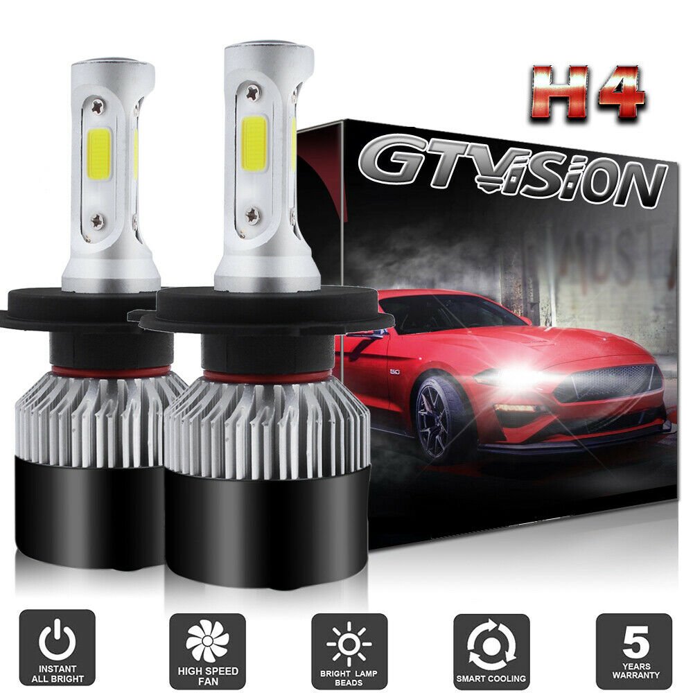 2x COB H4 LED Headlights Kit 9003 HB2 1320W 198000LM High / Low Beam Bulbs 6000K