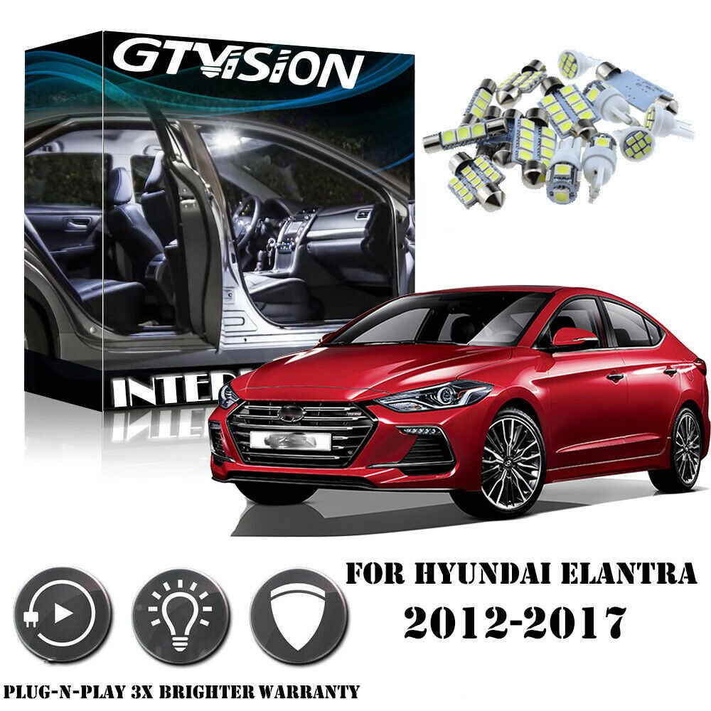 8Pcs LED Interior Light Kit White For 12-17 Hyundai Elantra GT i30 (No Sunroof)