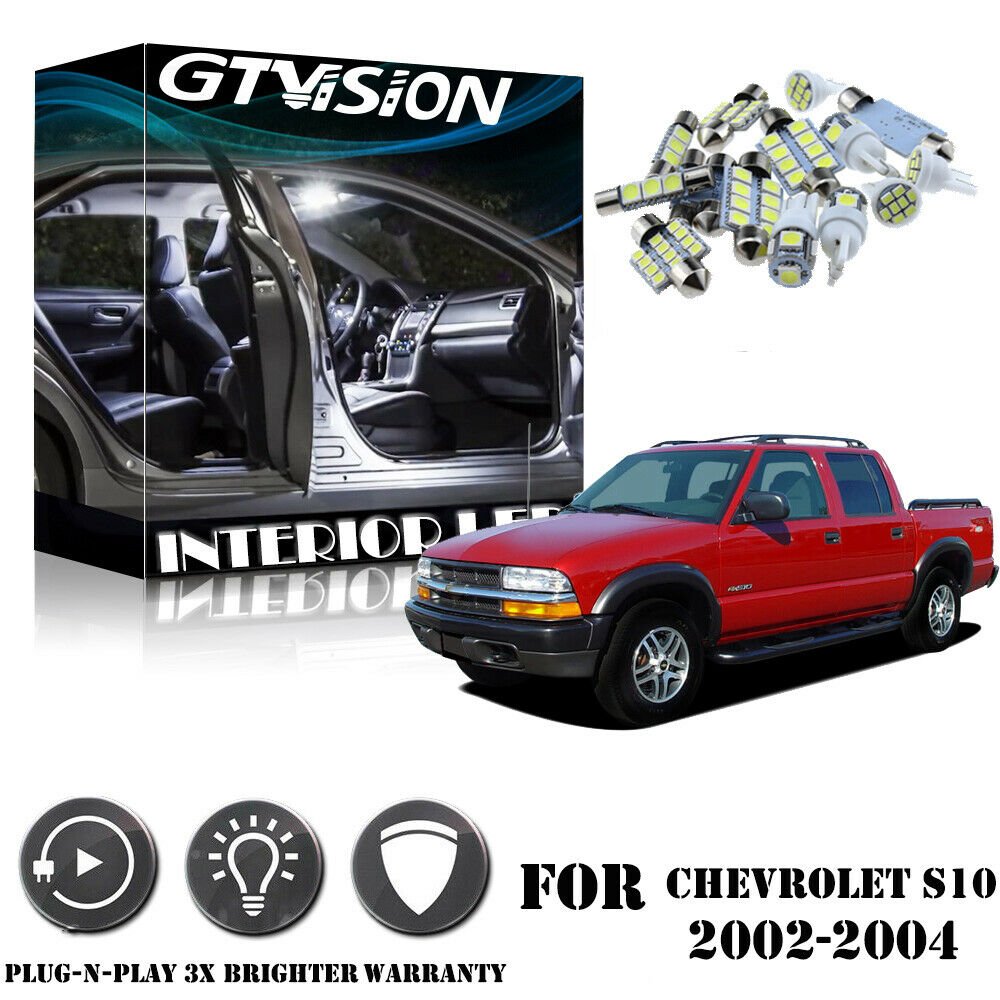 8x Bright White LED Interior Lights Package Kit For Chevrolet S10 S-10 2002-2004