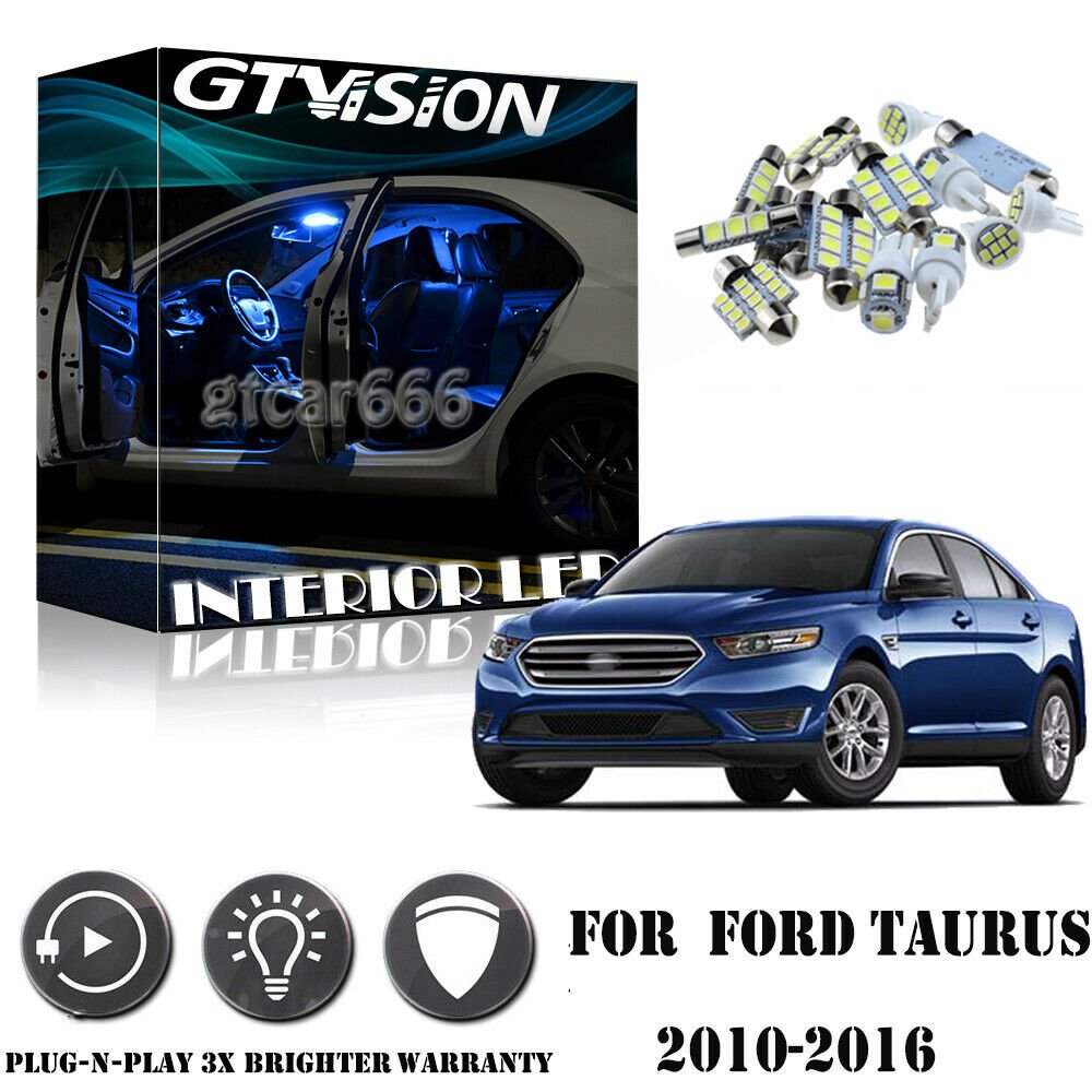 12Pcs Super Bright Blue LED Interior Light Package Kit For Ford Taurus 2010-2016
