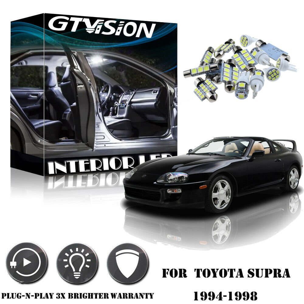 7Pcs Bright White 6K LED Lights Interior Package Kit For 1994-1998 Toyota Supra