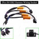 2Pcs H4 LED Fog Light Headlight Load Resistor Wiring Harness Decoder 50W Decoder