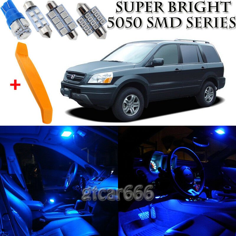 17 x Ultra Blue Interior LED Lights Kit + TOOL For 2003 - 2005 Honda Pilot