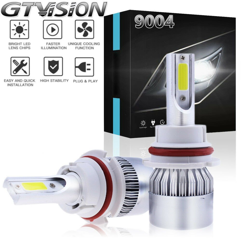 Car LED Headlight Kit 9004 HB1 1300W 195000LM White 2-Side COB Hi/Lo Beam 6000K