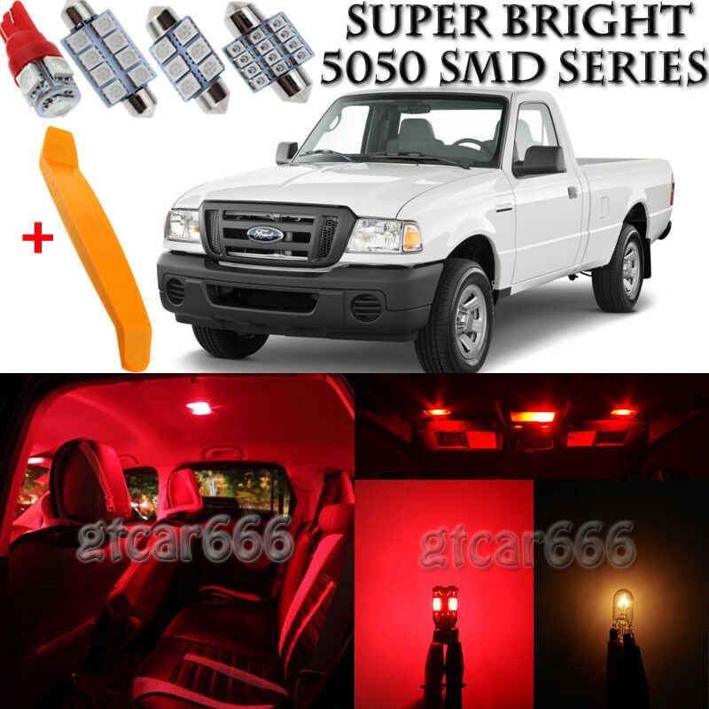 12 x Ultra Red Interior LED Lights Kit + TOOL For 1998 - 2011 Ford Ranger