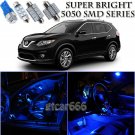 For Nissan Rogue 2008-2014 Blue LED Interior Light Kit + License Plate Light 8pc