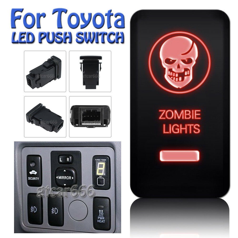 12V Switch Push Button RED ZOMBIE LIGHTS for Toyota Hilux Tacoma Fortuner Tundra