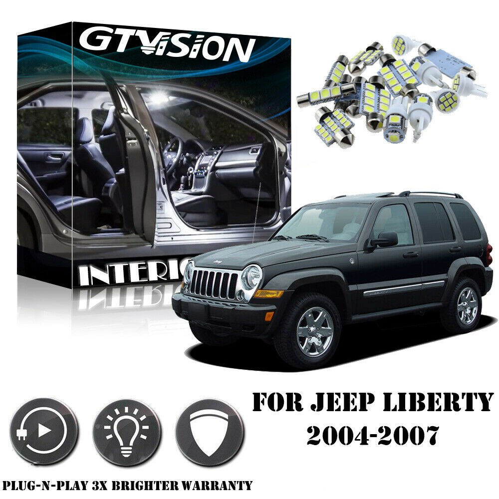 10Pcs White LED Lights Interior Package Kit For 2004 2005 2006 2007 Jeep Liberty
