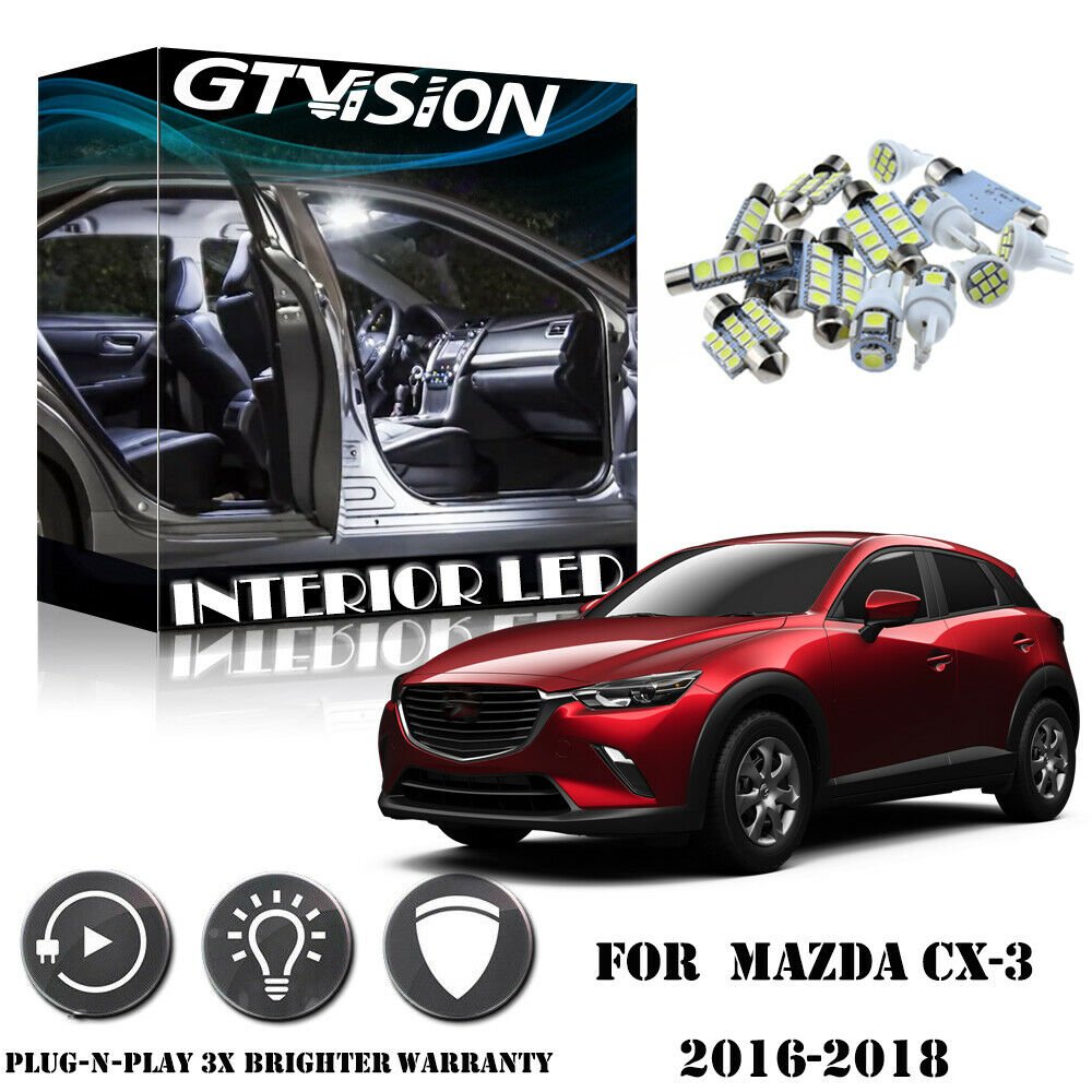 Super Xenon Bright White Kit LED Interior Car Light for 2016-2018 Mazda CX-3 CX3