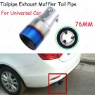 76mm Universal Chrome Stainles Steel Rear Exhaust Tail Muffler Pipe Grilled Blue
