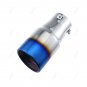 76mm Universal Chrome Stainles Steel Rear Exhaust Tail Muffler Pipe Grilled Blue