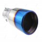 76mm Universal Chrome Stainles Steel Rear Exhaust Tail Muffler Pipe Grilled Blue