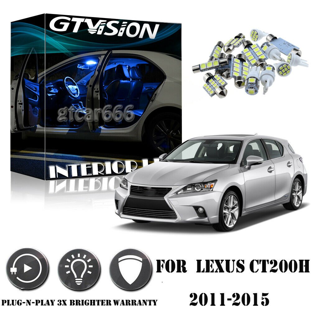 10pcs LED Blue Light Interior Package Kit for Lexus Ct200h 2011 2012 2013-2015