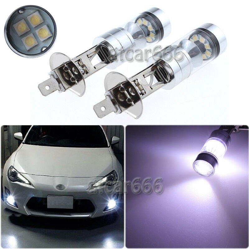 2x H1 100W High Power Bright White LED Bulb For DRL Driving Fog Light Headlight