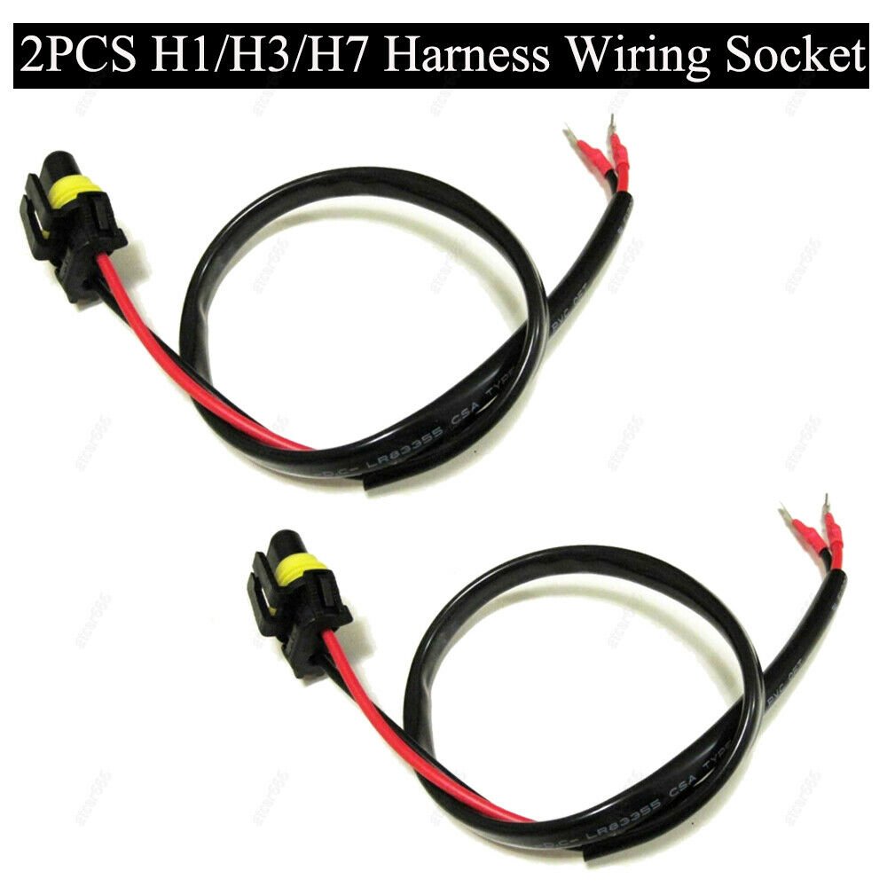 2PCS H1/H3/H7 Wire Harness For HID Ballast To Socket For HID Conversion Kit 12V