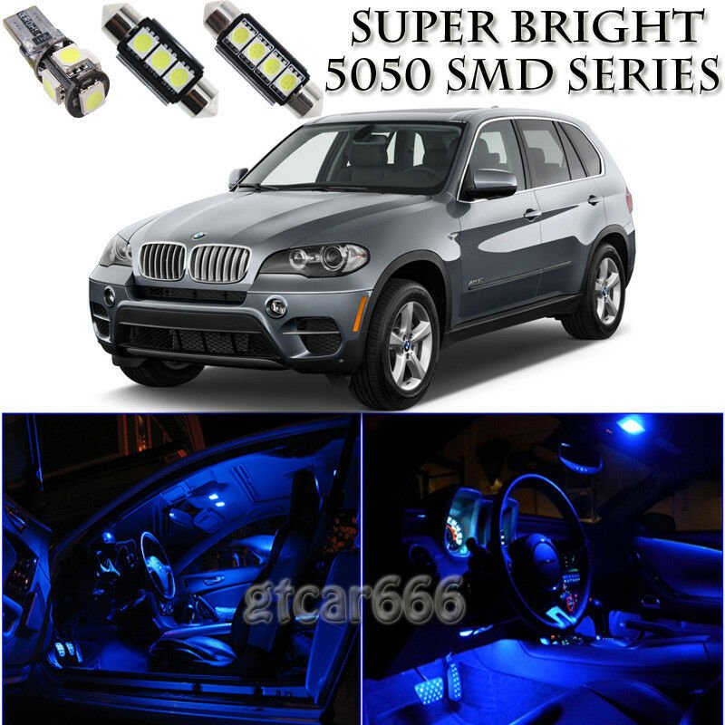 24x Bright SMD Blue LED Interior Light Package Kit For BMW X5 2007-2013