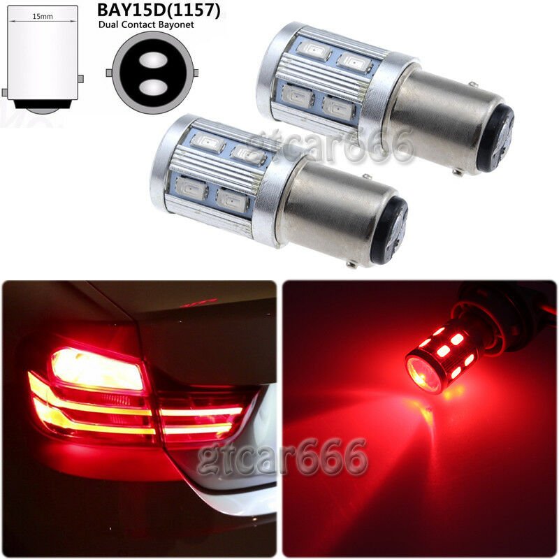 2x 1157 Red LED Light bulbs Turn Signal Backup Reverse Light Tail Brake Light