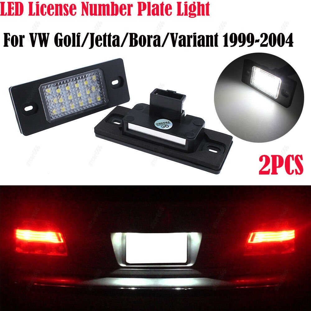 2Pcs Bulbs White LED License Number Plate Light For VW JETTA BORA Variant 99-04