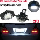 2Pcs White LED License Plate Light Fit For Toyota Corolla Sienna Scion xB xD 12V