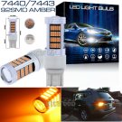 2x 7443 Amber Yellow 4014-Chip 92SMD High Power Projector LED Turn Signal Lights