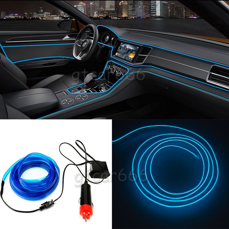 2M 12V EL Wire BLUE Cold light lamp Neon Lamp Car Atmosphere Lights Unique Decor