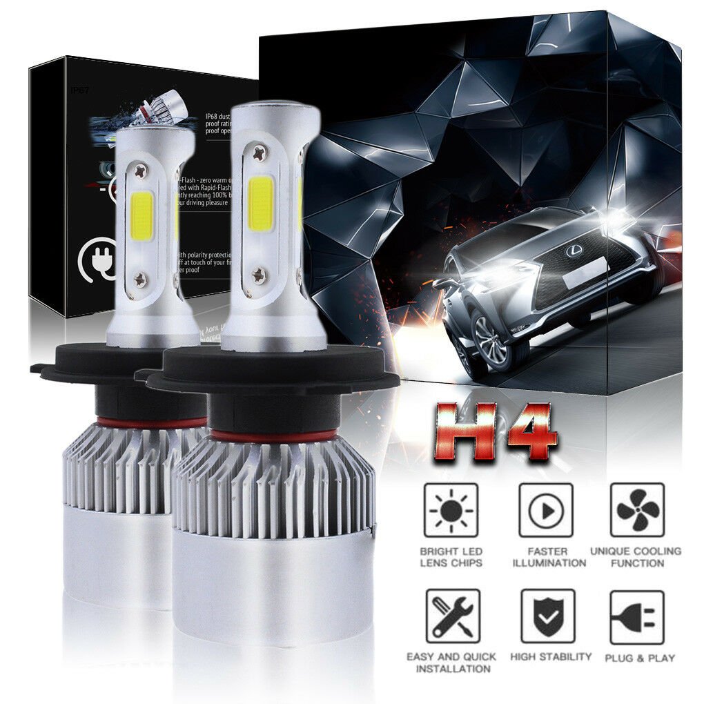 2x H4 Motorcycle LED Headlight Hi/Lo Beams Bulb 1400W 210000LM 6000K Xenon White