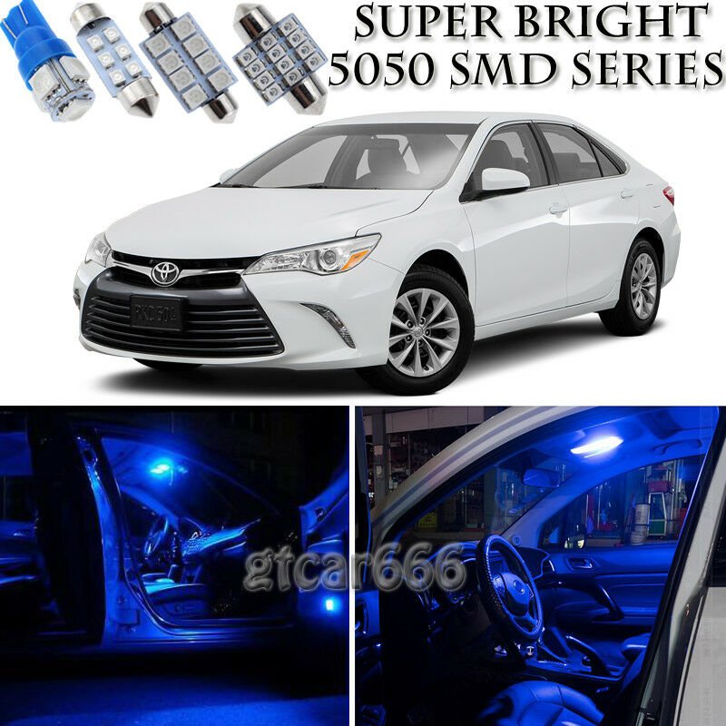 16pcs Blue LED Interior Lights Bulb Package Kit For Toyota Camry 2012-2016