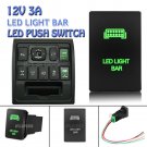 32mmx22mm Push Switch Green LED Light Bar For Toyota Tundra 4Runner 2010-up 12V