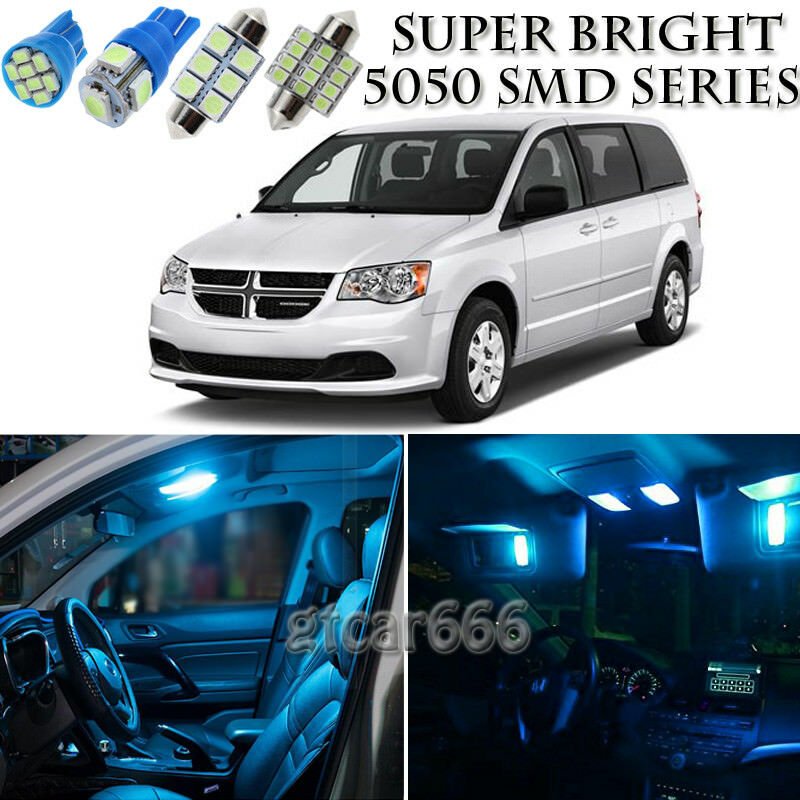 16x Bright SMD Ice Blue LED Interior Light Package Kit For Grand Caravan 08-16