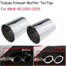 1Pcs Chrome Stainless Steel Rear Exhaust Tail Muffler Pipe For BMW X5 2002-2015
