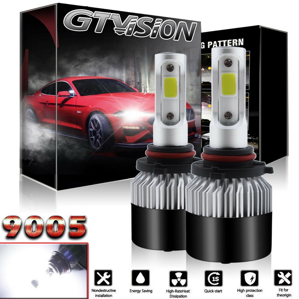 2X LED Headlights Kit 9005 HB3 1320W 198000LM High Beam HID White Bulbs 6000K