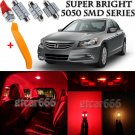 15 x Ultra Red Interior LED Lights Kit + TOOL For 2003 - 2012 Honda Accord