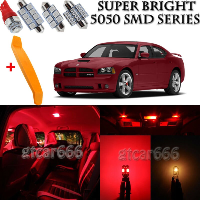 16 x Ultra Red Interior LED Lights Kit + TOOL For 2006 - 2010 Dodge Charger