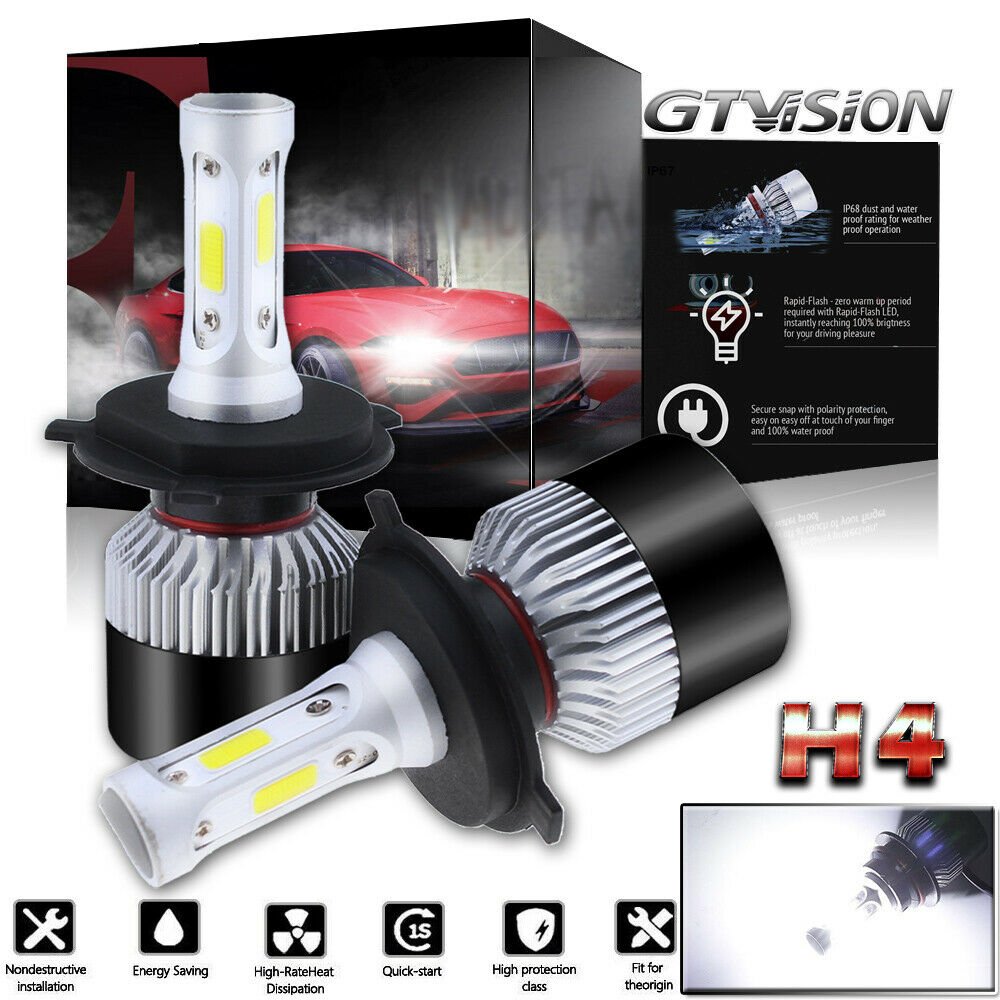 COB H4 HB2 9003 LED Headlight Conversion Kit Hi/Lo High Power Bulbs 6000K White