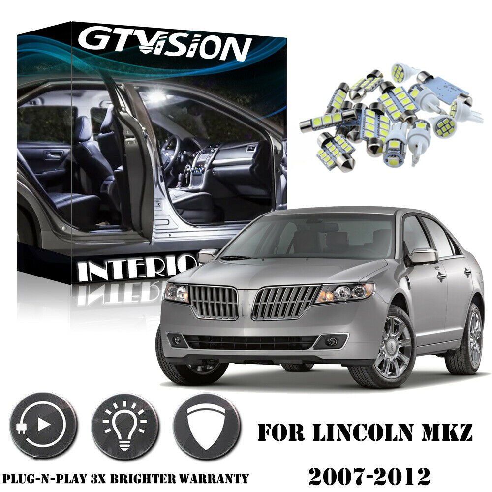 15Pcs Super Bright White Kit LED Interior Car Lights For 2007-2012 Lincoln MKZ
