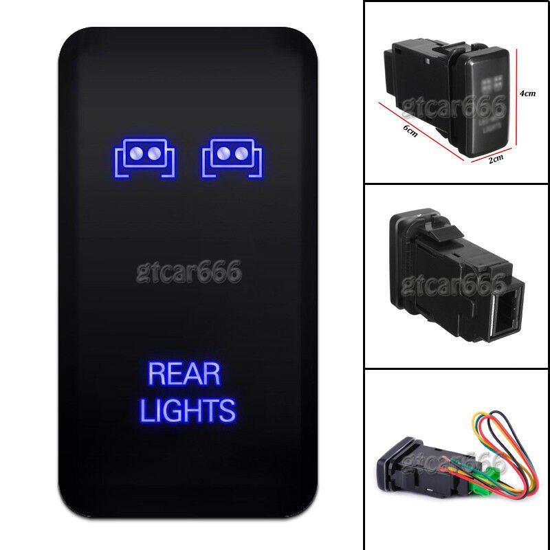 Blue LED Switch Push Button Rear Lights for Toyota Hilux Tacoma Fortuner Tundra