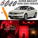16 x Ultra Red Interior LED Lights Kit + TOOL For 2009 - 2015 Volkswagen VW CC