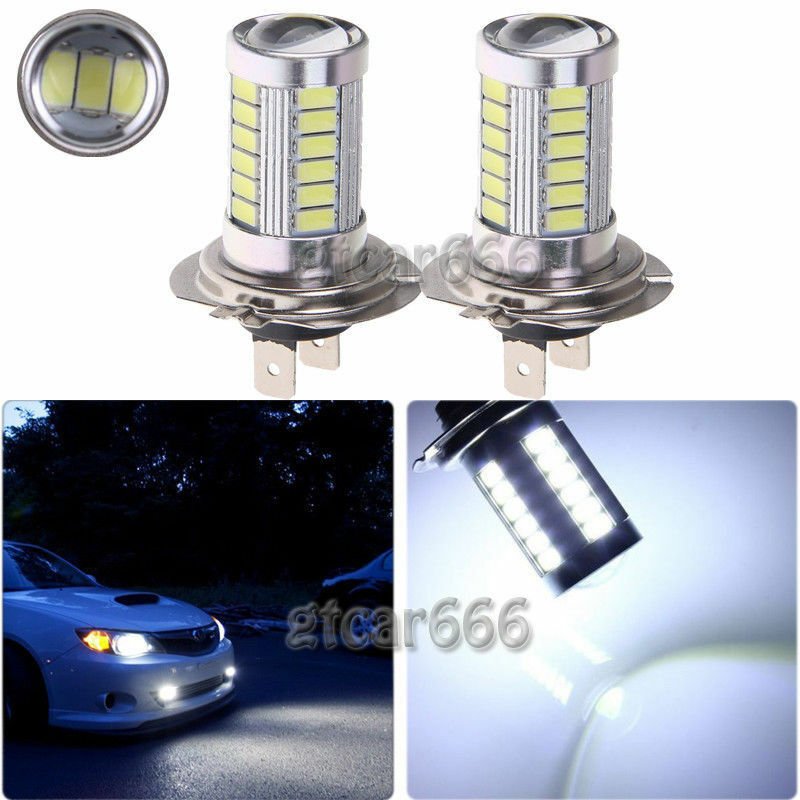 2x H7 33SMD High Power LED Projector Bulbs For Car DRL Driving Fog Lights White