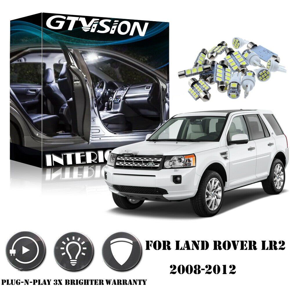 13x Super Bright White Kit LED Interior Car Lights For 2008-2012 Land Rover LR2