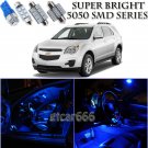 For Chevy Equinox 2010-2016 Blue LED Interior Light Kit + License Plate Light 9X