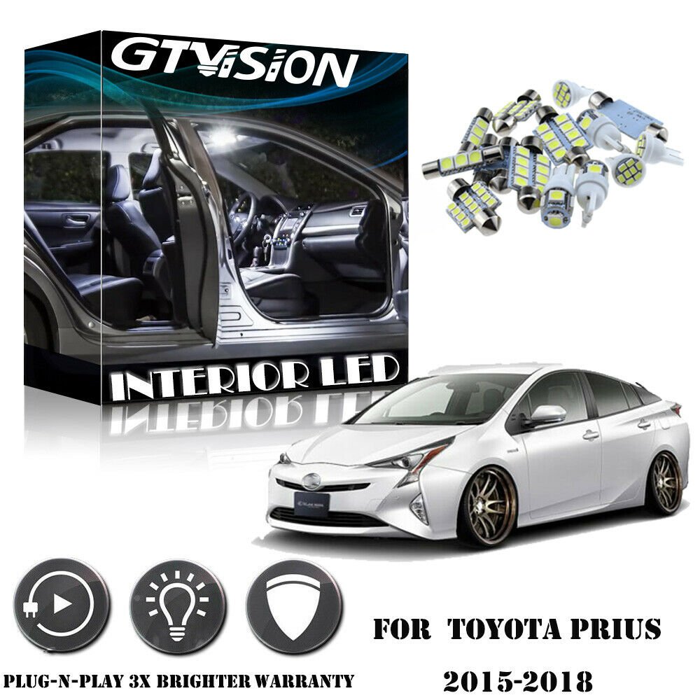 Super White LED Lights Interior Package Kit For 2015-2018 Toyota Prius Premium