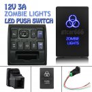 12V 3A Blue LED Push Switch For Toyota Sequoia 4Runner Tacoma RAV4 ZOMBIE LIGHTS