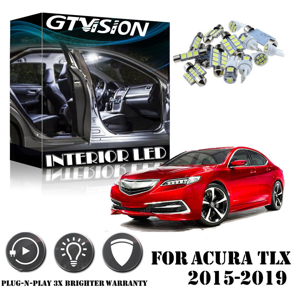 10Pcs Xenon Super White LED Interior Lights Package Kit For Acura TLX 2015-2019