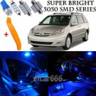 15 x Ultra Blue Interior LED Lights Kit + TOOL For 2004 - 2010 Toyota Sienna