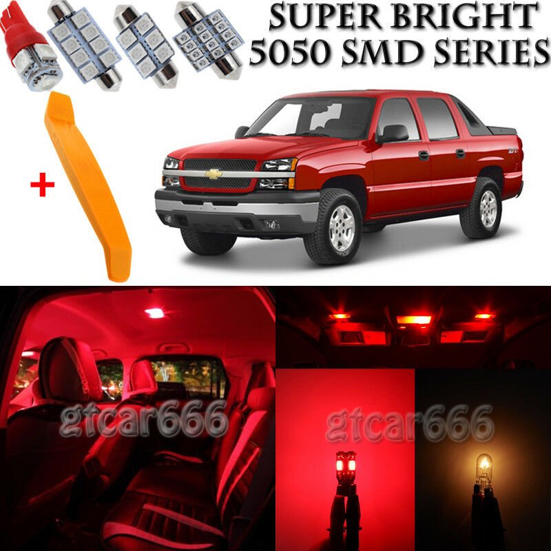15 x Ultra Red Interior LED Lights Kit + TOOL For 2002-2006 Chevy Avalanche