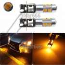 2pcs Amber Yellow H3 10SMD LED Projector Bulbs For Cars DRL Driving Fog Lights