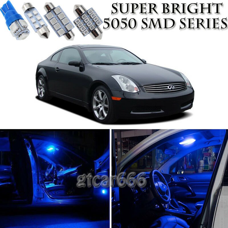 11pcs Blue LED Interior Lights Bulb Package Kit For Infiniti G35 Sedan 2003-2006